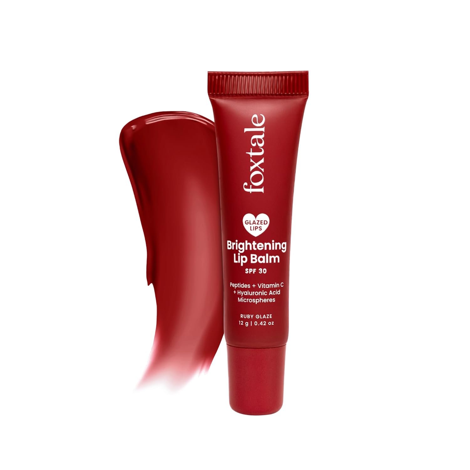 Foxtale SPF 30 Brightening Lip Balm for Dark Lips with Peptides & Vitamin C | Brightens Pigmented Lips | Hydrates Lips | SPF Lip Balm – Ruby Glaze 12gm