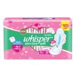 Whisper Ultra Soft Sanitary Pads for Women, XL+, Pack of 30 Napkins