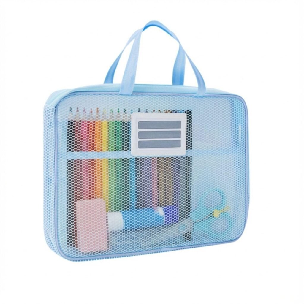 FunBlast Mesh Zipper File Folder Organizer Bag – Zipper File Folders with Carry Handle, Multipurpose Document Stationary, Office Supplies Organizer Case (Blue-B)