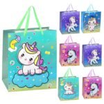 FunBlast Paper Bags for Gifts – Pack of 6 Pcs Paper Goodie Bags Small, Kraft Paper Bags with Handles for Birthday, Wedding, Party and Other Festivals – Random Color & Design