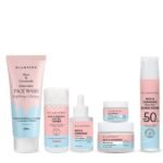 Glamveda Korean Glass Skin Rice Ceramide 6 Step Skincare Kit for Glowing Skin | Face Wash, Face Serum, Moisturizer Cream, Toner, Sunscreen SPF 50 PA+++, Under Eye Cream | Skincare Gift Set for Woman