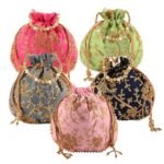 Kuber Industries Potli | Jute Handbags for women | Embroidered Women Potli Bag | Traditional Indian Goody Bags | Drawstring Bags for Wedding | Pack of 5 | Multicolor Kuber Industries Potli | Jute Handbags for women | Embroidered Women Potli Bag | Traditional Indian Goody Bags | Drawstring Bags for Wedding | Pack of 5 | Multicolor