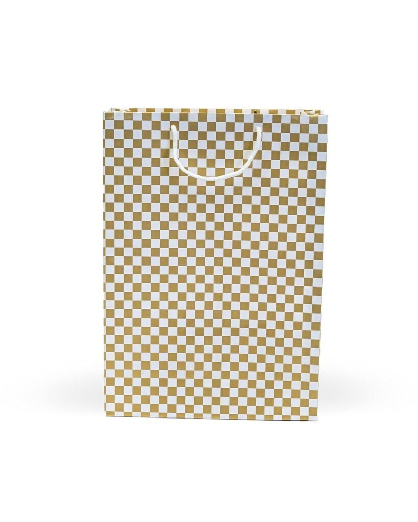 Riha Bags: Printed Gift Paper Long Carry Bag-Big (17 * 13 * 4 Inches) (Pack Of 10) (Chess),Brown
