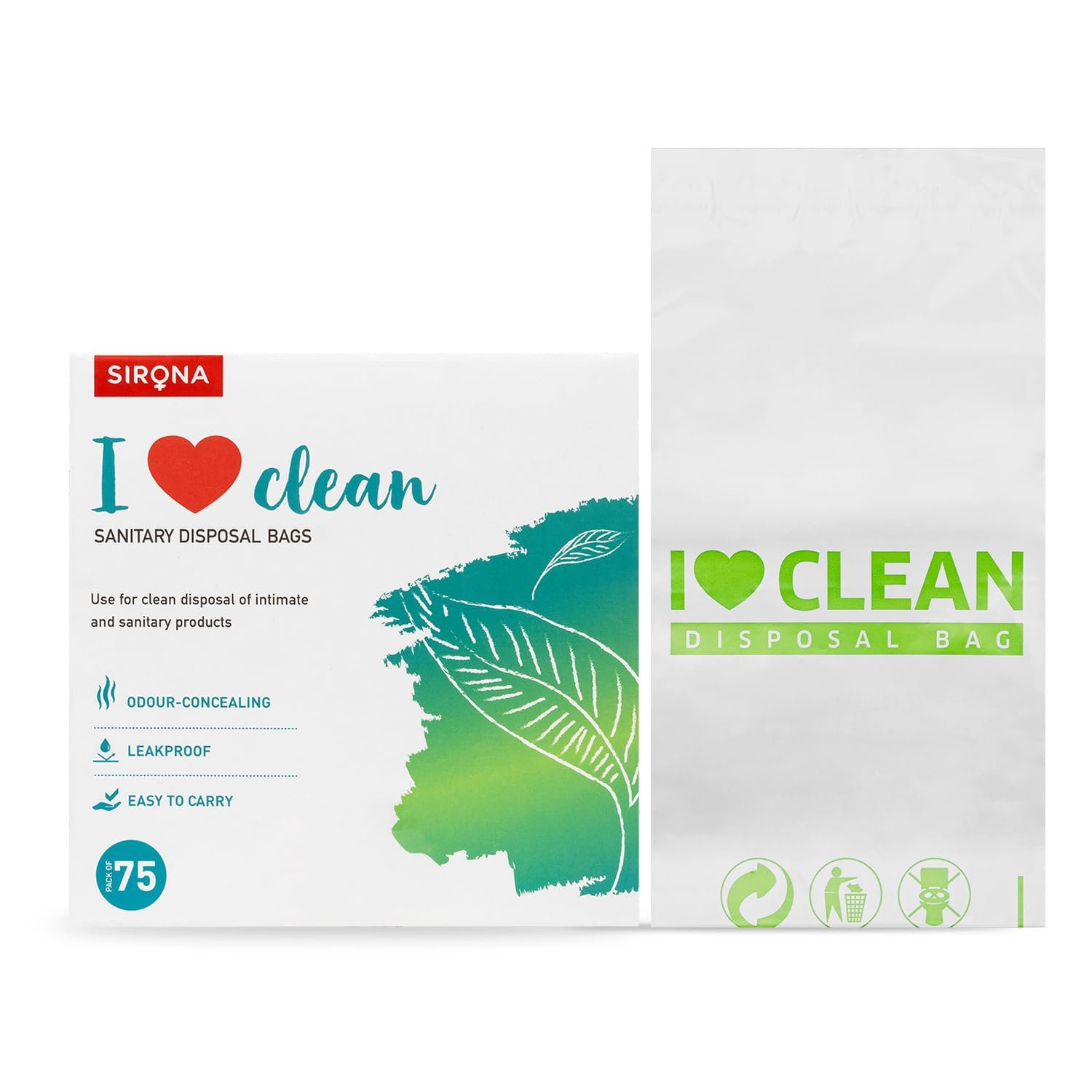 Sirona Sanitary & Diaper Disposal Bags – Pack of 75 | Odour-Locking, Leak-Proof Bags for Hygienic Disposal of Sanitary Pads, Diapers | Easy-to-Carry & Eco-Friendly