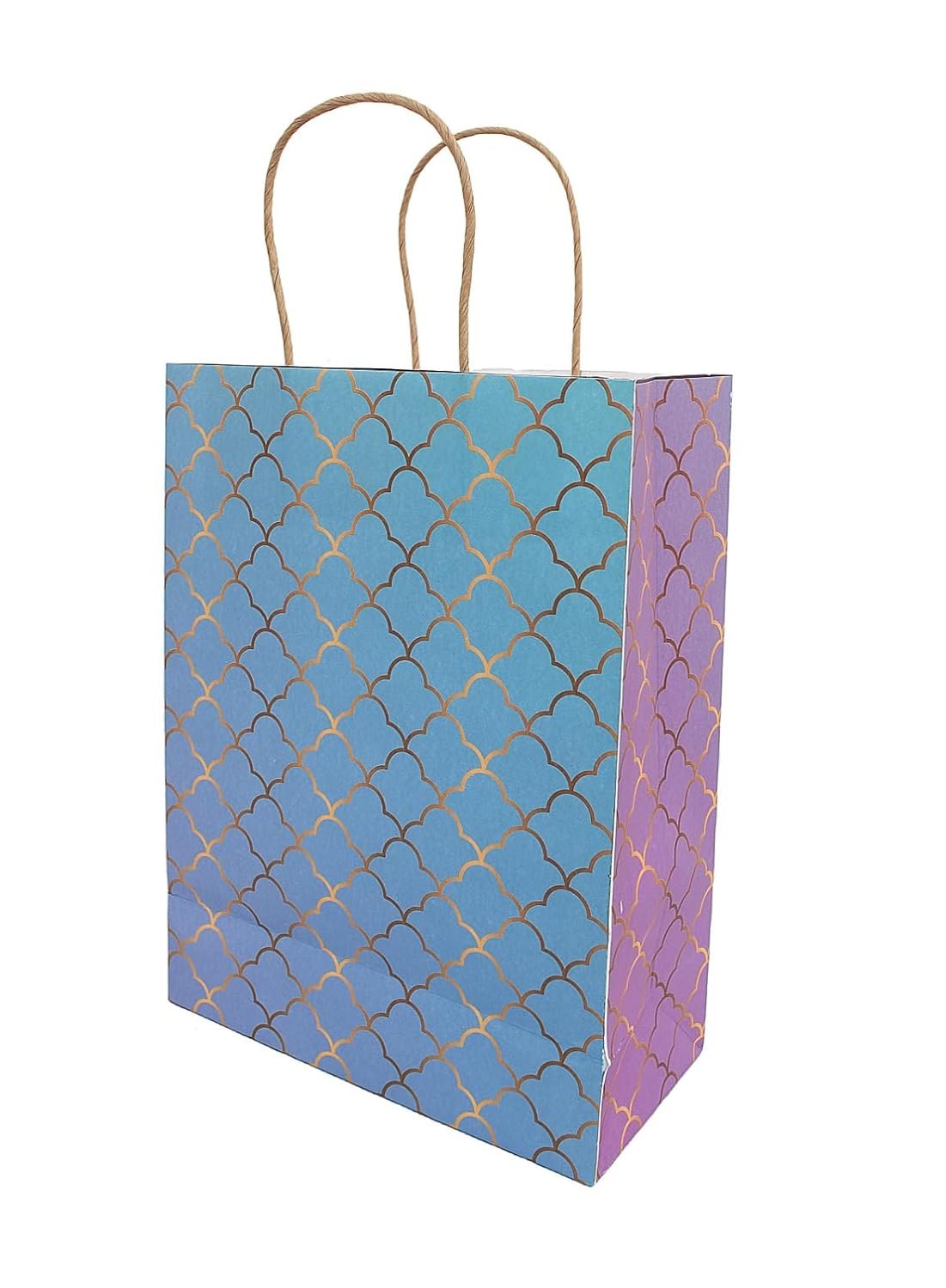 Skywalk Gift Bags-Small Paper Bags For Return Gifts-Party Favor Goodie Bags, Medium Carry Bags Size 7.5X3.5X10 Inches For Gifting, Paper Gift Covers- Paper Bags (Pack Of 5,Shell Badhni),Multi