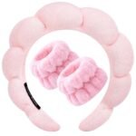 Women 1Pcs Facial Spa Headband 2Pcs Wristband Combo Set, Pink Makeup Headband And Wrist Washband Set For Face Washing, Skincare, Shower, Makeup Removal Women 1Pcs Facial Spa Headband 2Pcs Wristband Combo Set, Pink Makeup Headband And Wrist Washband Set For Face Washing, Skincare, Shower, Makeup Removal