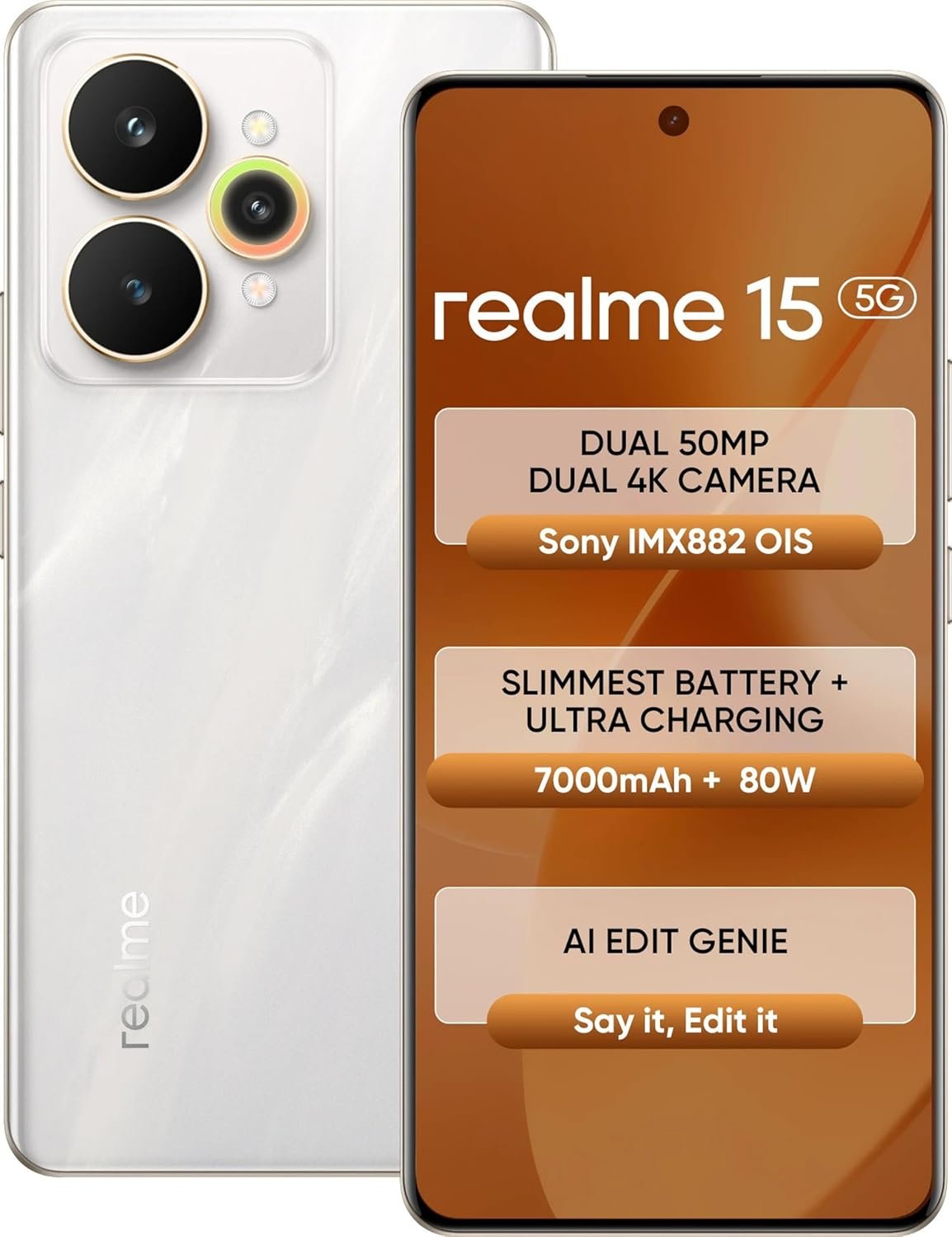 realme 15 5G (Flowing Silver, 12GB RAM, 256GB Storage)