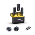 Digitek® DWM 105 2 in 1 Wireless Microphone System with ANC Mode, 6-Hour Working Time, Plug & Play Auto Pairing, Compatible with Android & iOS for Broadcasting & Audio Recording