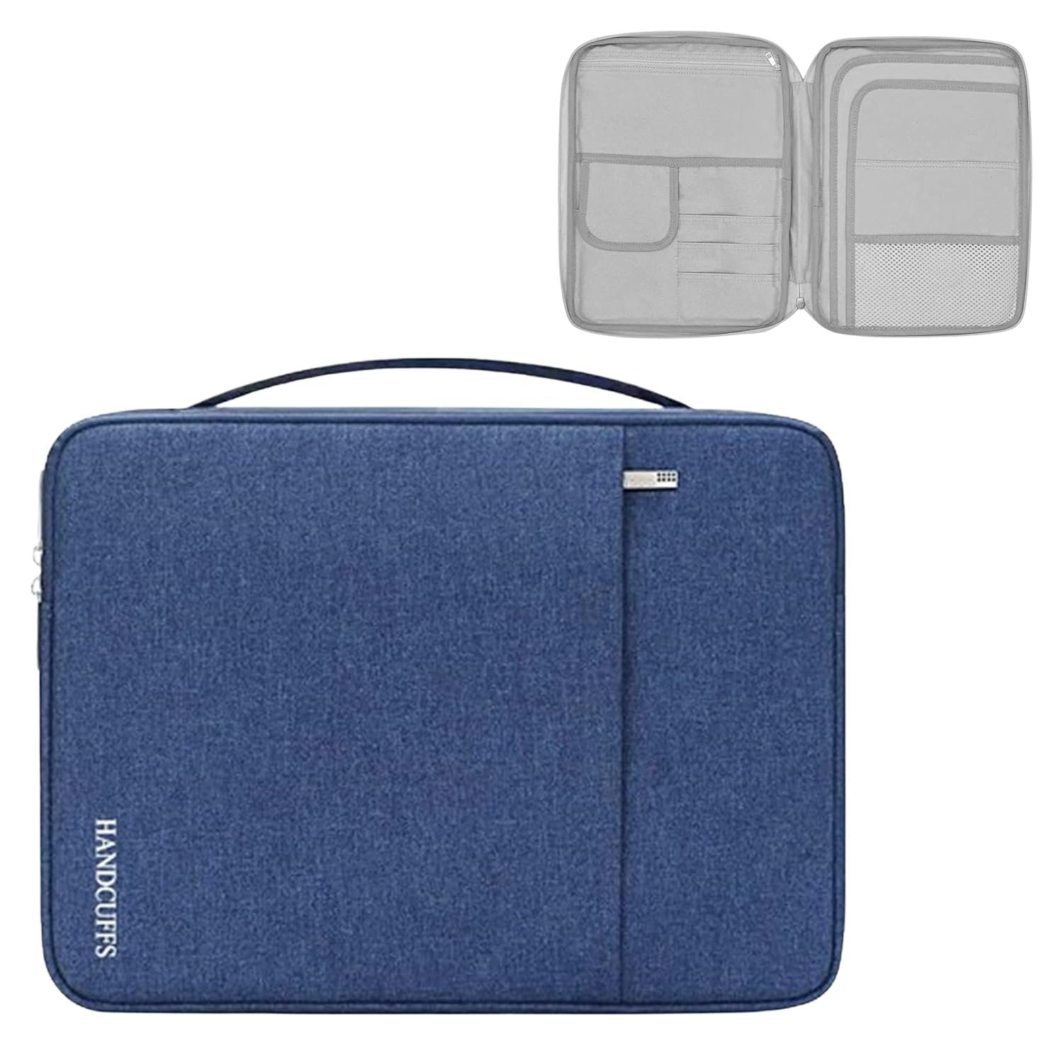 Handcuffs Document Organizer | Waterproof | Portfolio | Zipper | Case | Bags | Professional | A4 Paper | File | Folders | Certificates | Storage Bags (Blue)