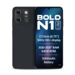 Lava Bold N1 Lite (Crystal Blue, 3 GB RAM, 64 GB Storage) | 6.75″ HD+ Display | 13MP AI Dual Rear Camera | 5000 mAh Battery | Secure Face Unlock | Fingerprint Reader | Charger & Phone-Cover in Box