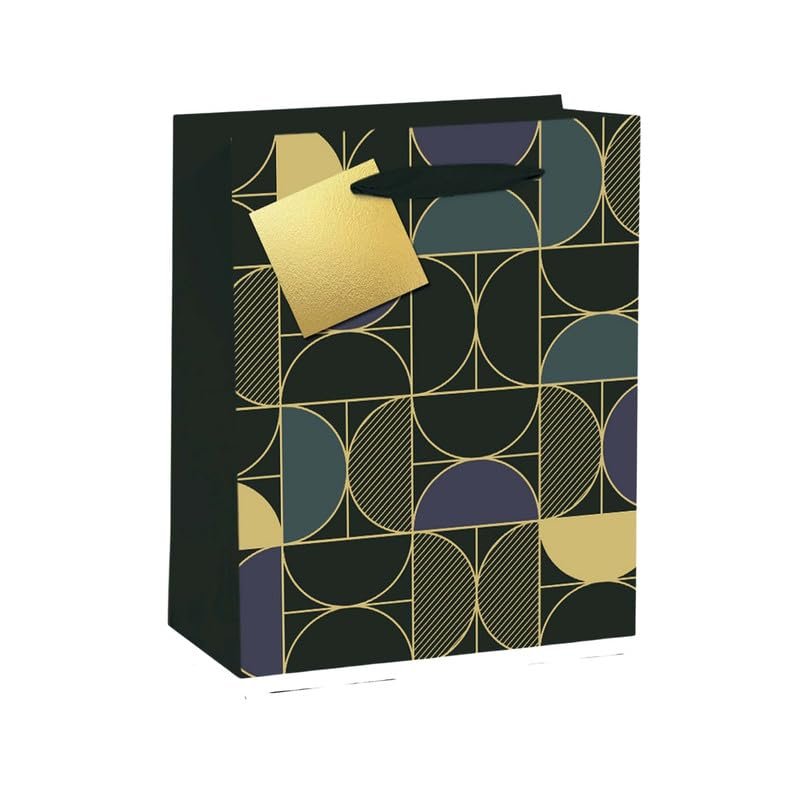 PaperPep Special Series Geometric Semi Circle Gift Paper Bag | Small (9″X7″X4″) – 220 GSM | Attached gift tags, Ideal for Return Gifts, Weddings, Birthday & Celebrations | Pack of 3