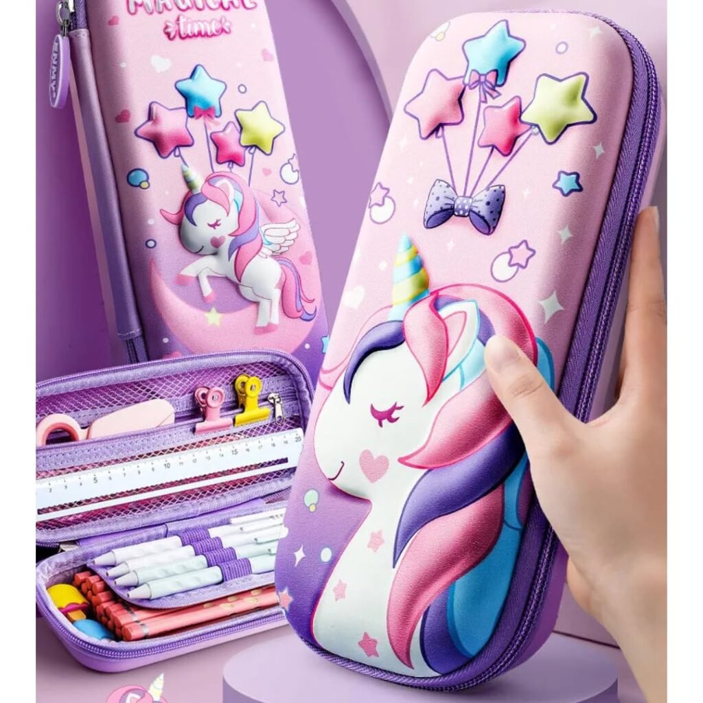 Storio 3D Unicorn Cover Large Capacity Pencil Case Compass with Compartments, School Supply Organizer for Students, Stationery Box, Cosmetic Zip Pouch Bag, Multicolor Storio 3D Unicorn Cover Large Capacity Pencil Case Compass with Compartments, School Supply Organizer for Students, Stationery Box, Cosmetic Zip Pouch Bag, Multicolor