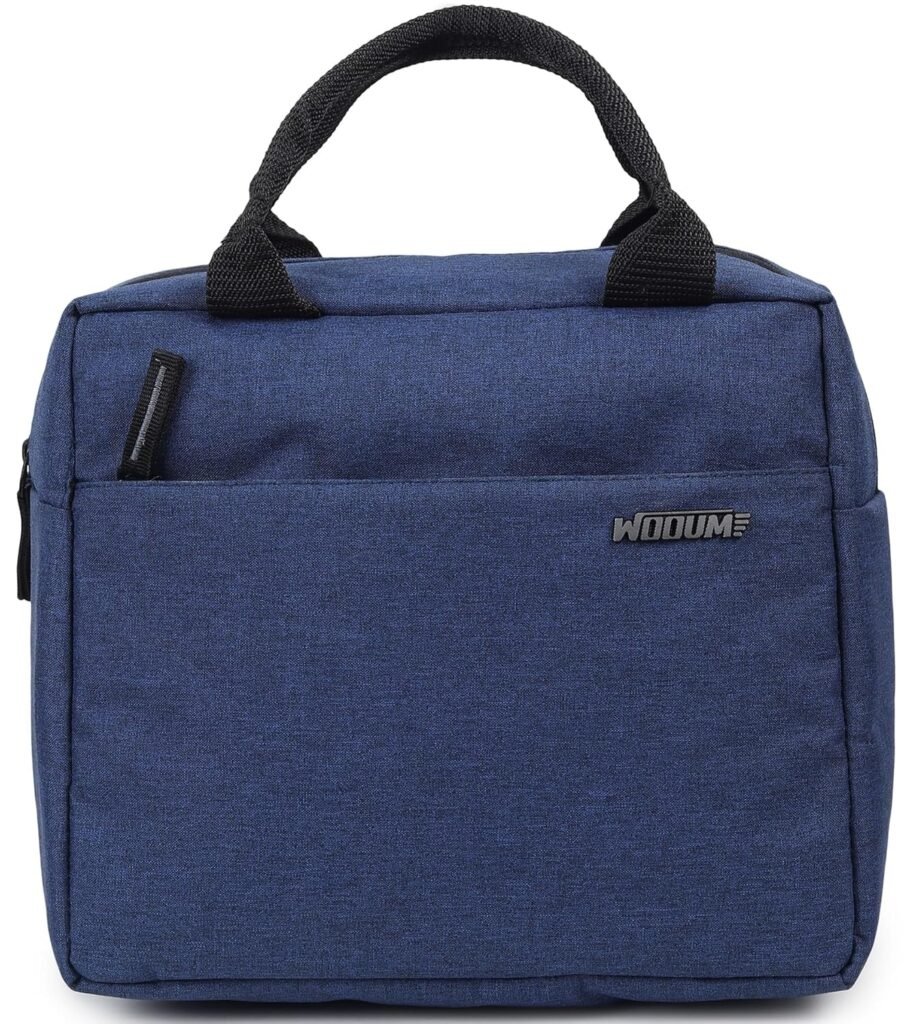 Wooum Lunch Bag for Men & Women, Office Tiffin Bag, Travel Lunch Pouch with Handle, Water Resistant Lunch Box, Insulated Tiffin Bag for School, College, Picnic – Navy Blue