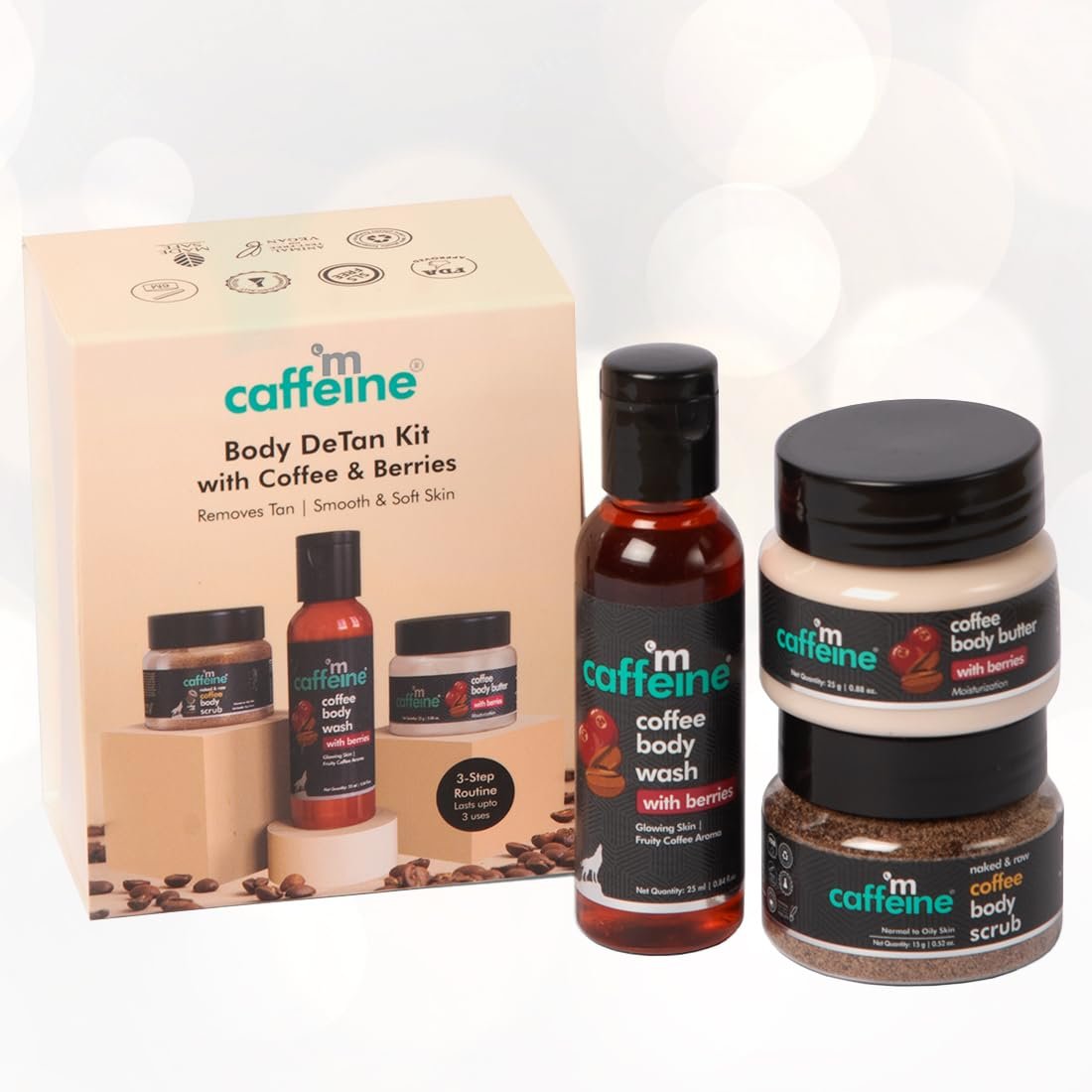 mCaffeine Body Care Gift Set for Women & Men | Bodywash Gift Box with Berries Body Wash, Body Scrub & Body Butter | Hydrating, Moisturizing Skin Care Kit | Birthday , Valentines , Anniversary Gifts | Hampers for Him & Her for all special occasions