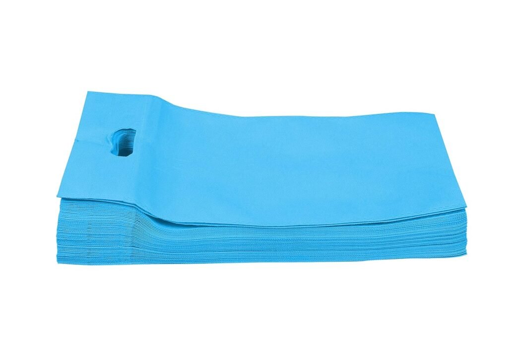 16×21 Inch D-Cut Cloth Carry Bag | Eco-Friendly Reusable Handle Shopping Bag for Daily Use, Gifting and Retail | Strong & Durable Fabric Bag | Pack of 50 | Sky Blue