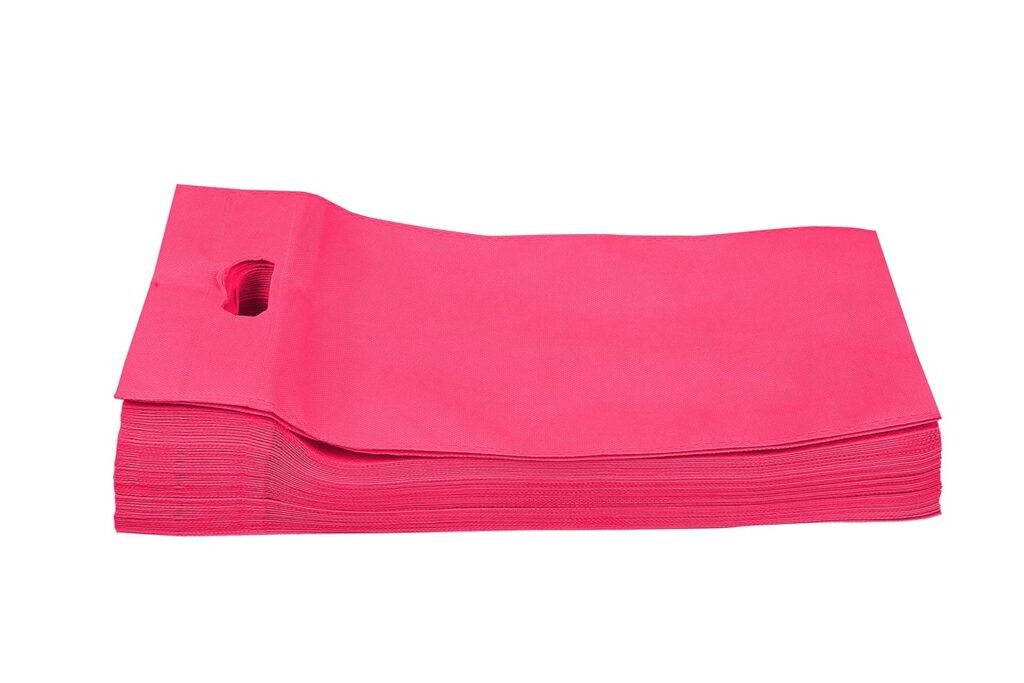 16×21 Inch D-Cut Cloth Carry Bag | Eco-Friendly Reusable Handle Shopping Bag for Daily Use Gifting and Retail | Strong & Durable Fabric Bag | Pack of 50 | Pink