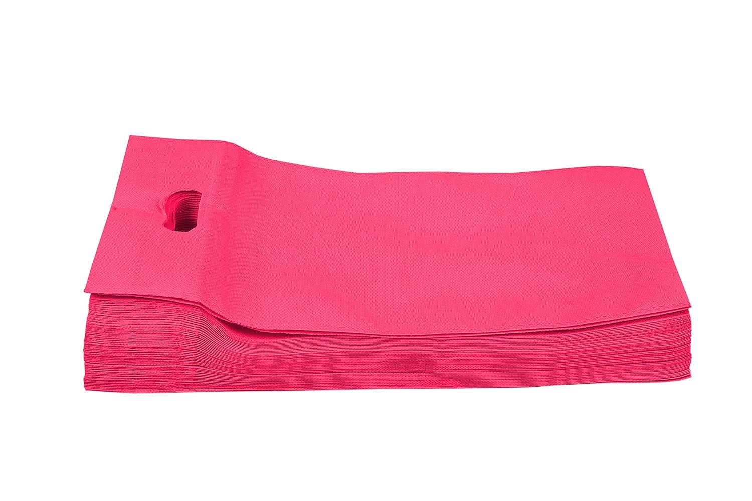 16×21 Inch D-Cut Cloth Carry Bag | Eco-Friendly Reusable Handle Shopping Bag for Daily Use Gifting and Retail | Strong & Durable Fabric Bag | Pack of 50 | Pink