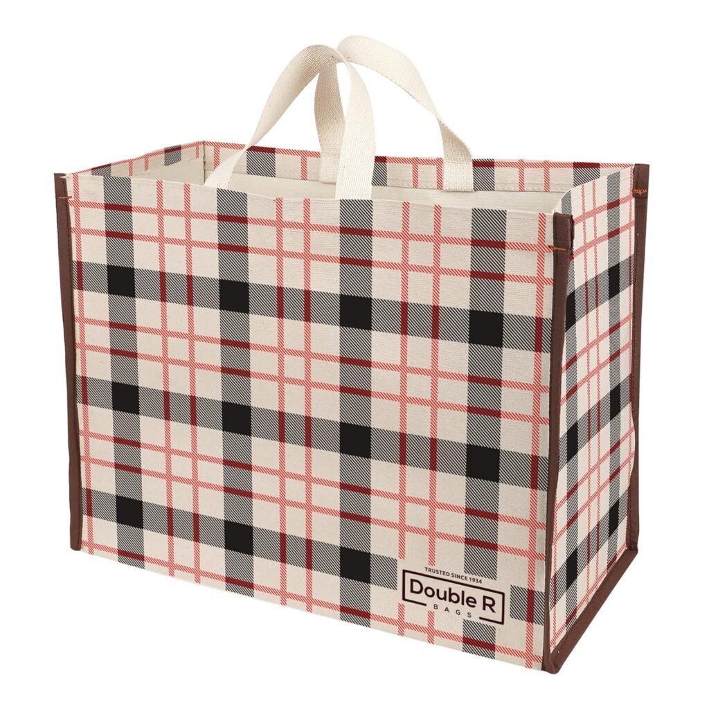 DOUBLE R BAGS Big Heavy Duty Large Eco Cotton Canvas Grocery Shopping Bag for Men & Women Vegetable Milk Fruits with Hand Carry Handle Lunch Box Jhola Tote Bags
