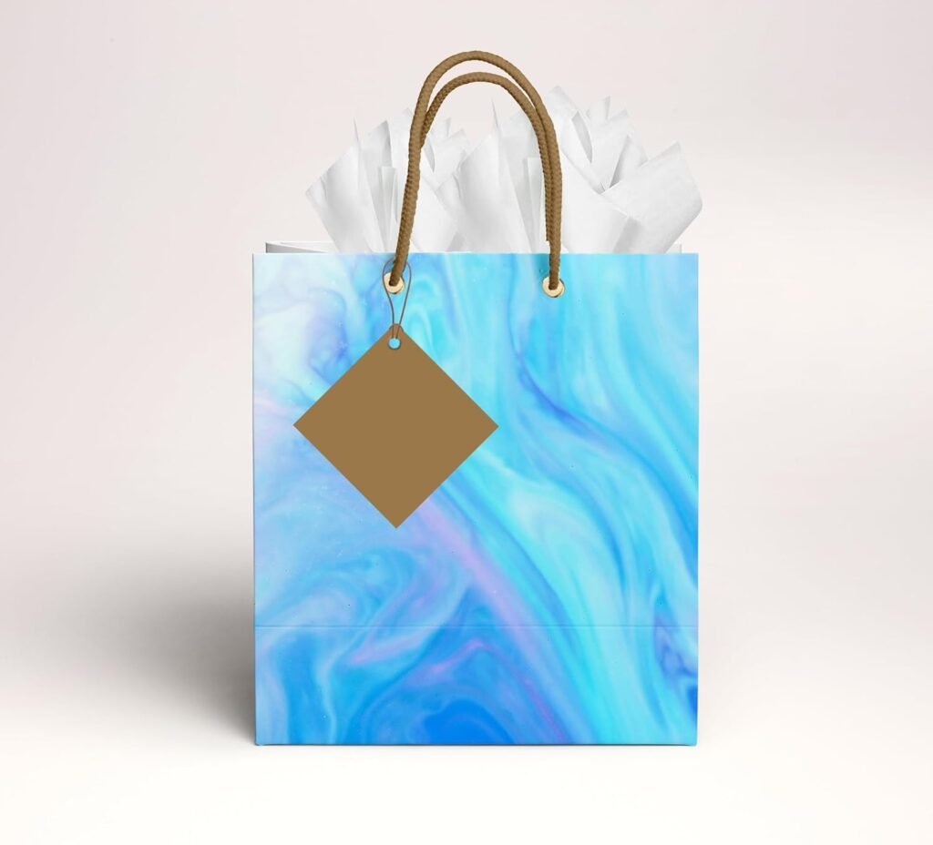 Sainet™ Gift Bags – Paper Bags For Return Gifts – Paper Gift Bag – Medium – Carry Bags For Gifting – Goodie Bags With Tissue & Thank You Card – Gift Covers – Pack of 50, Blue Ocean