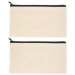 Canvas Makeup Bags, Canvas Pencil Pouch Bags with Zipper, Blank DIY Craft Make Up Cosmetic Pouches Bags Cases for Travel Craft School Toiletry Bags Pouches, White 2, single