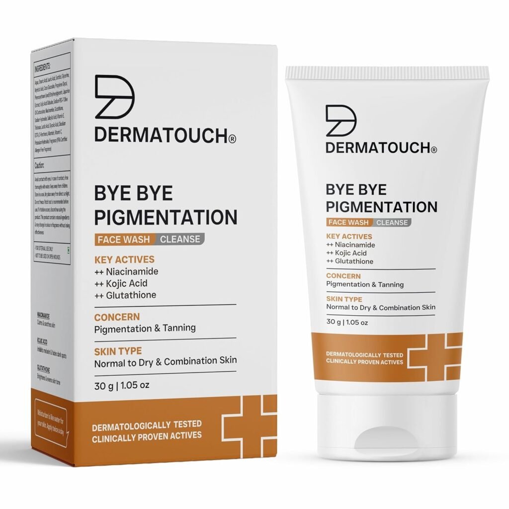 DERMATOUCH Bye Bye Pigmentation Face Wash | Anti Pigmentation Face Wash for Men and Women with Niacinamide, Kojic Acid & Glutathione | 30g