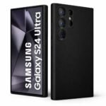 DIZORO Microfiber Candy Case Compatible for Samsung S24 Ultra Smooth Touch Cushion Liquid Soft Silicone Gel Rubber Phone Cases Non-Slip Full Body Protective Shockproof Back Cover, .New Black.