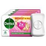 Dettol Skincare Moisturizing Beauty Bathing Soap Bar with Argan Oil (400gm) | Softer Skin, 100gm, Pack of 4