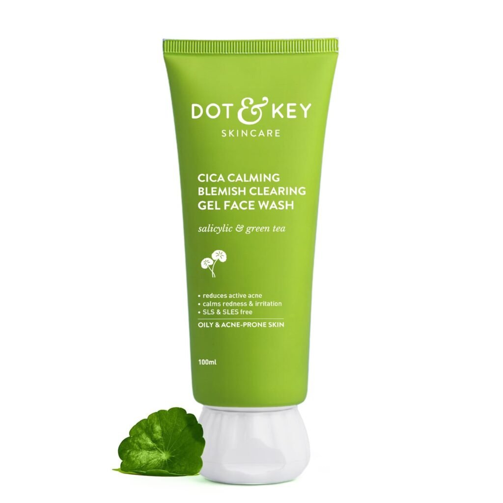 Dot & Key CICA Face Wash for Acne Prone Skin, 2% Salicylic Acid with Green Tea | For Oily & Sensitive Skin | Sulphate Free for Men & Women | Oil Control Face Wash with Zinc | 100ml