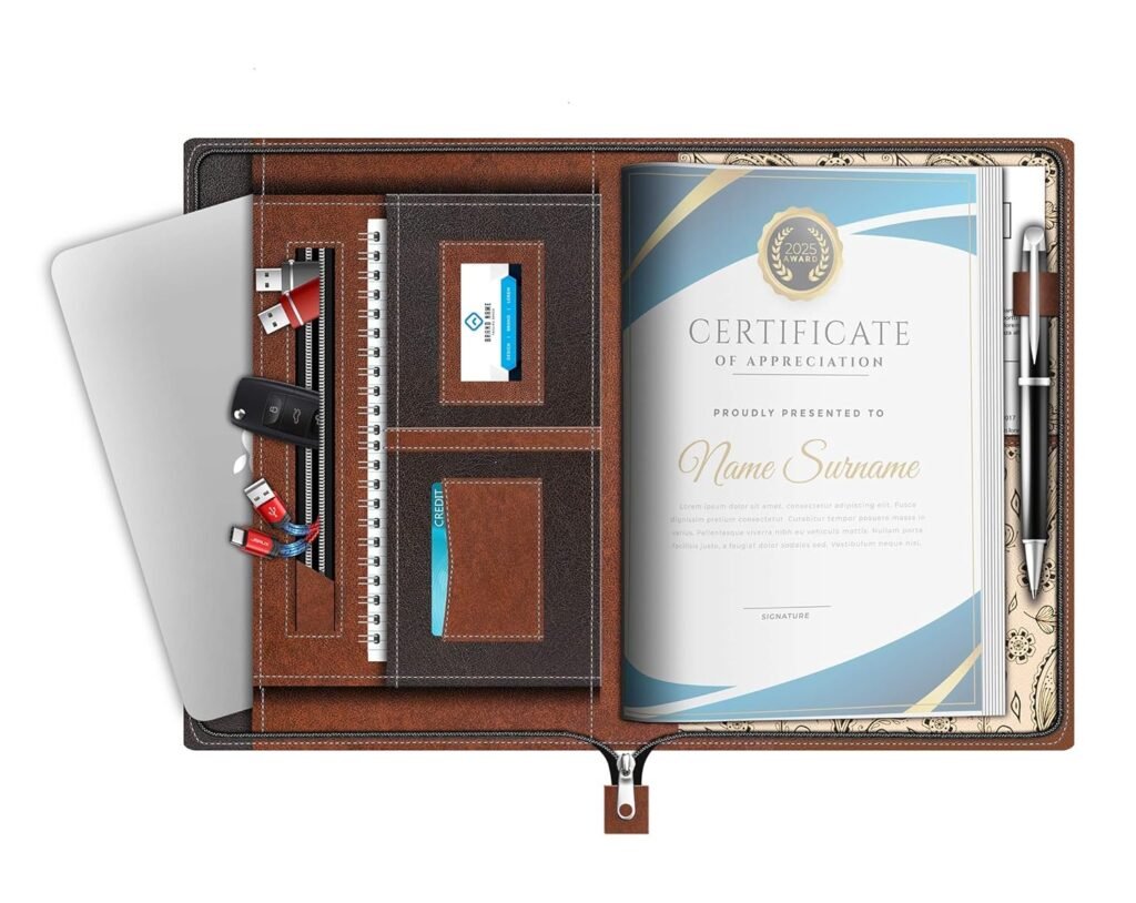 FEDUS Multipurpose Leatherette Professional File Folders for Certificates,Documents Holder,Document Bag,Portfolio,Executive File Legal Size Documents Holder with 20 Leafs for Men and Women,Pack of 1