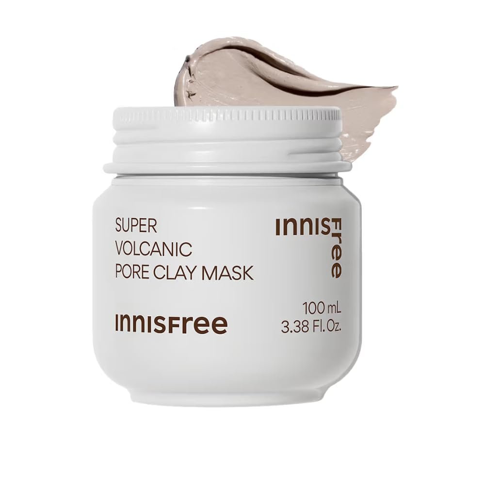 Innisfree Super Volcanic Pore Clay Mask 2X 100ml |With Triple exfoliation with Volcanic Clusters & AHA | All-in-one pore care mask | Oily & Combination Skin Type