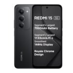 Redmi 15 5G Midnight Black 6GB + 128GB | Segment’s Largest 7000mAhA Battery | Segment’s Largest Display 17.53cm(6.9) Up to 144Hz | Snapdragon 6s Gen 3 | 18W Reverse Charging | 50MP AI Dual Camera