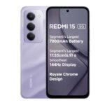 Redmi 15 5G Sandy Purple 6GB + 128GB | Segment’s Largest 7000mAhA Battery | Segment’s Largest Display 17.53cm(6.9) Up to 144Hz | Snapdragon 6s Gen 3 | 18W Reverse Charging | 50MP AI Dual Camera