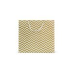 Riha Bags: Cake-Box-Size White & Gold Printed Paper Carry Bag – (11 * 10 * 8 Inches) (Pack of 5) (Zigzag Thread)
