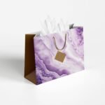 Sainet™ Gift Bags – Paper Bags For Return Gifts – Paper Gift Bag – Large – Carry Bags For Gifting – Goodie Bags With Tissue & Thank You Card – Gift Covers – Pack of 10, Purple Marble