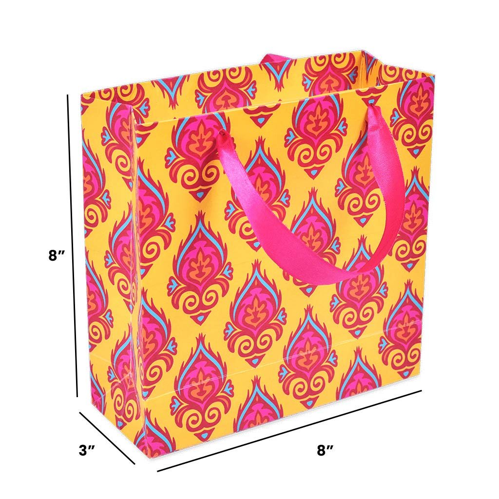 Sapco Gift Paper Bags Premium Thick Card”Desi Groove” Gift Carry Bag Pack of 10 (8x8x3-Inch(Small))