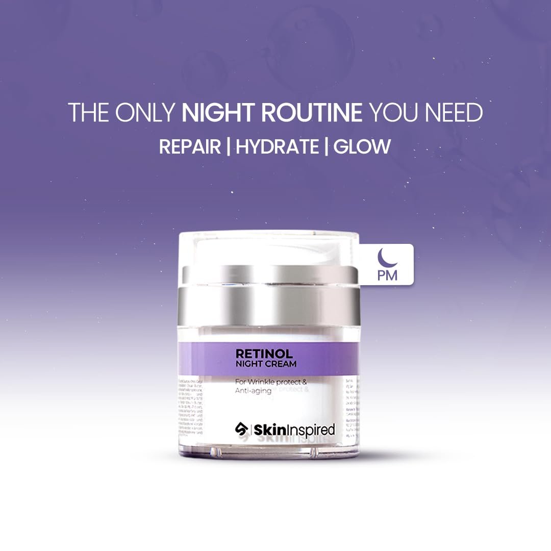 SkinInspired Retinol Night Cream For Wrinkles & Anti-Aging | Lightweight Cream for Age Spots, Fine Lines and Wrinkles | Anti Aging Cream For Women & Men | For All Skin Types | 50 g