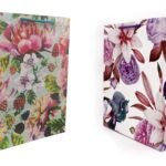 TASCHE Cherry Flower and Lily Flower Design Printed Assorted Design Paper Carry Bags | Gift Bags for Return gifts, Birthday and presents (28 * 20 * 7.5 CM) (Pack of 10)