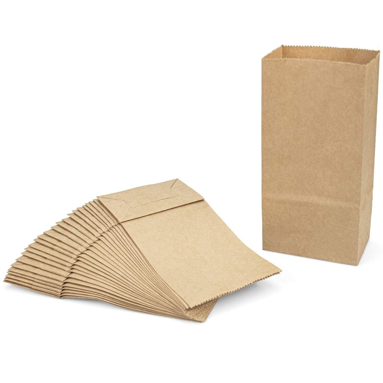 Tia Crafts Eco Friendly Food Grade Paper Bags For Food Packing Or Square Flat Bottom Carry Bags, 12 X 7.5 X 5 Inch(Capacity:1 Kg, Pack Of 50 Bags, Brown)