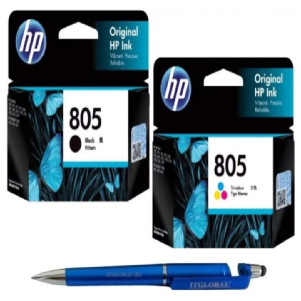 Value Pack Combo OG 805 Black & Colour (Set of 2) Ink Cartridge for HP Selected Printer With 3in1 Multi-Function Creative Mobile Phone Stand, Stylus Pen, Ballpoint Pen (Very Colors) 805 Ink