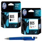 Value Pack Combo OG 805 Black & Colour (Set of 2) Ink Cartridge for HP Selected Printer With 3in1 Multi-Function Creative Mobile Phone Stand, Stylus Pen, Ballpoint Pen (Very Colors) 805 Ink