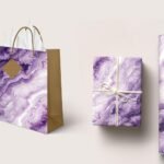 Sainet™ Gift Bags – Combo Paper Bags & Gift Wrapping Paper for Return Gifts, Small Gift Carry Bag, Gifting, Bags with Butter Paper and Thank You Card – Pack of 20, Purple Haze & Purple Marble