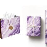Sainet™ Gift Bags – Combo Paper Bags & Gift Wrapping Paper for Return Gifts, Large Gift Carry Bag, Gifting, Bags with Butter Paper and Thank You Card – Pack of 20, Purple Haze & Purple Marble