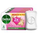 Dettol Skincare Moisturizing Beauty Bathing Soap Bar with Argan Oil, 150gm each (600gm) | Softer Skin, Pack of 4