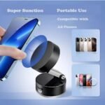 Foldable Vacuum Magnetic Car Phone Holder, Universal Smartphone Compatibility, Double-Sided Swivel Stand 360° Rotatable, Hands-Free Portable Phone Mount for Cars & Domestic Use (Black)