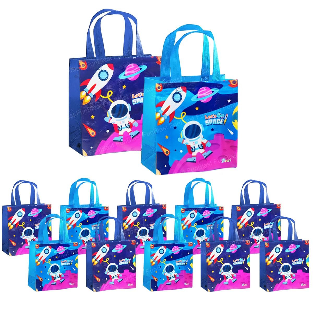FunBlast Space Gifting Bags for Return Gifts – Pack of 12 Pcs Non-Woven Carry Bags, Multi-Purpose Reusable Carry Bag, Birthday Gifting Bags, Hand Bag for Return Gifts (12)