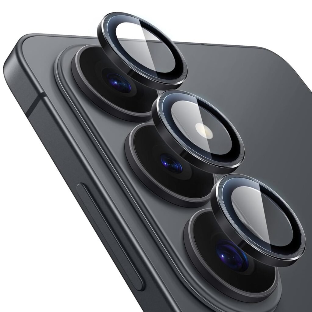 JETech Camera Lens Protector for Galaxy S26, 9H Tempered Glass Metal Individual Ring Cover, HD Clear, 1 Set (Black)