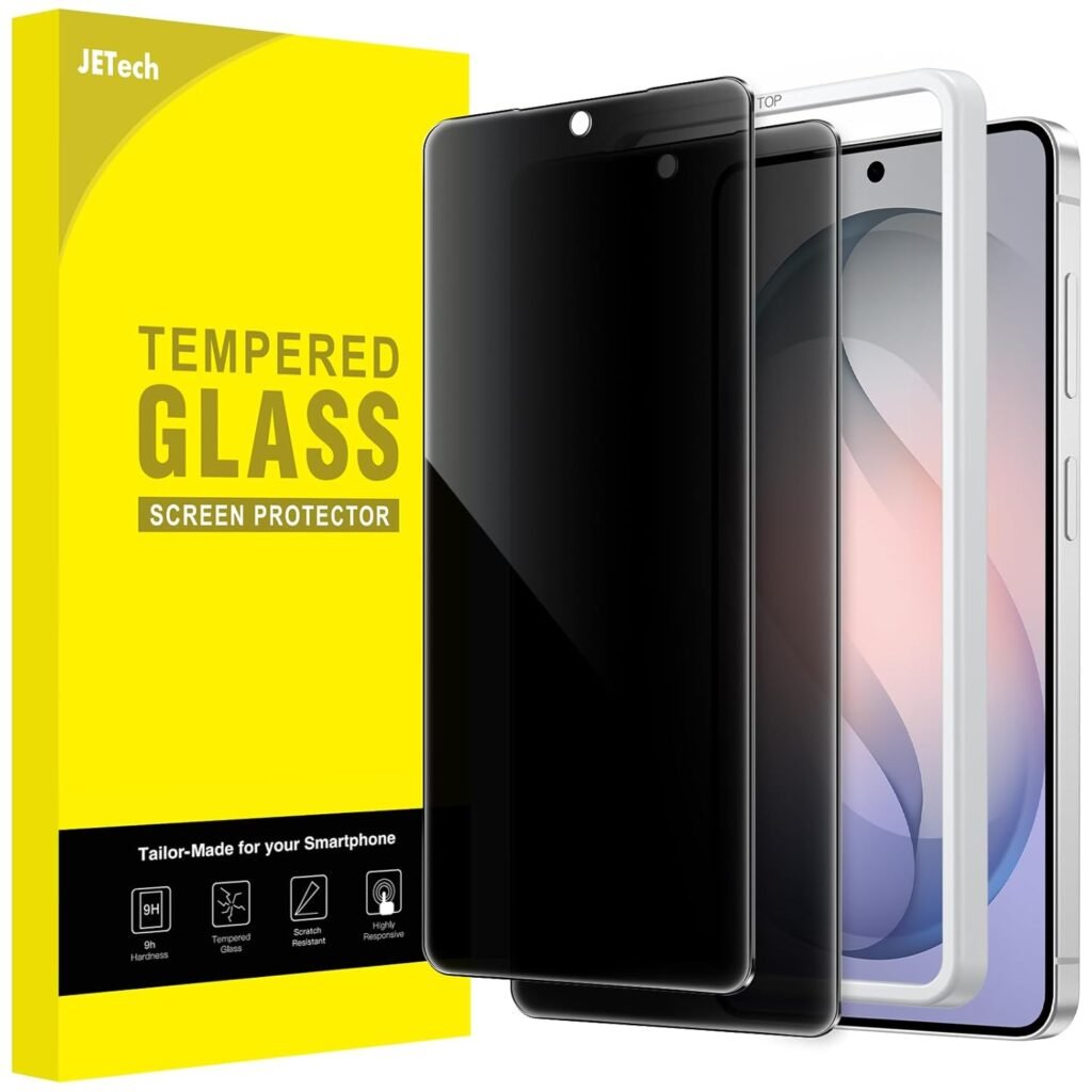 JETech Privacy Screen Protector for Galaxy S26, Anti-Spy Tempered Glass Film with Easy Installation Tool, Fingerprint ID Compatible, 2-Pack