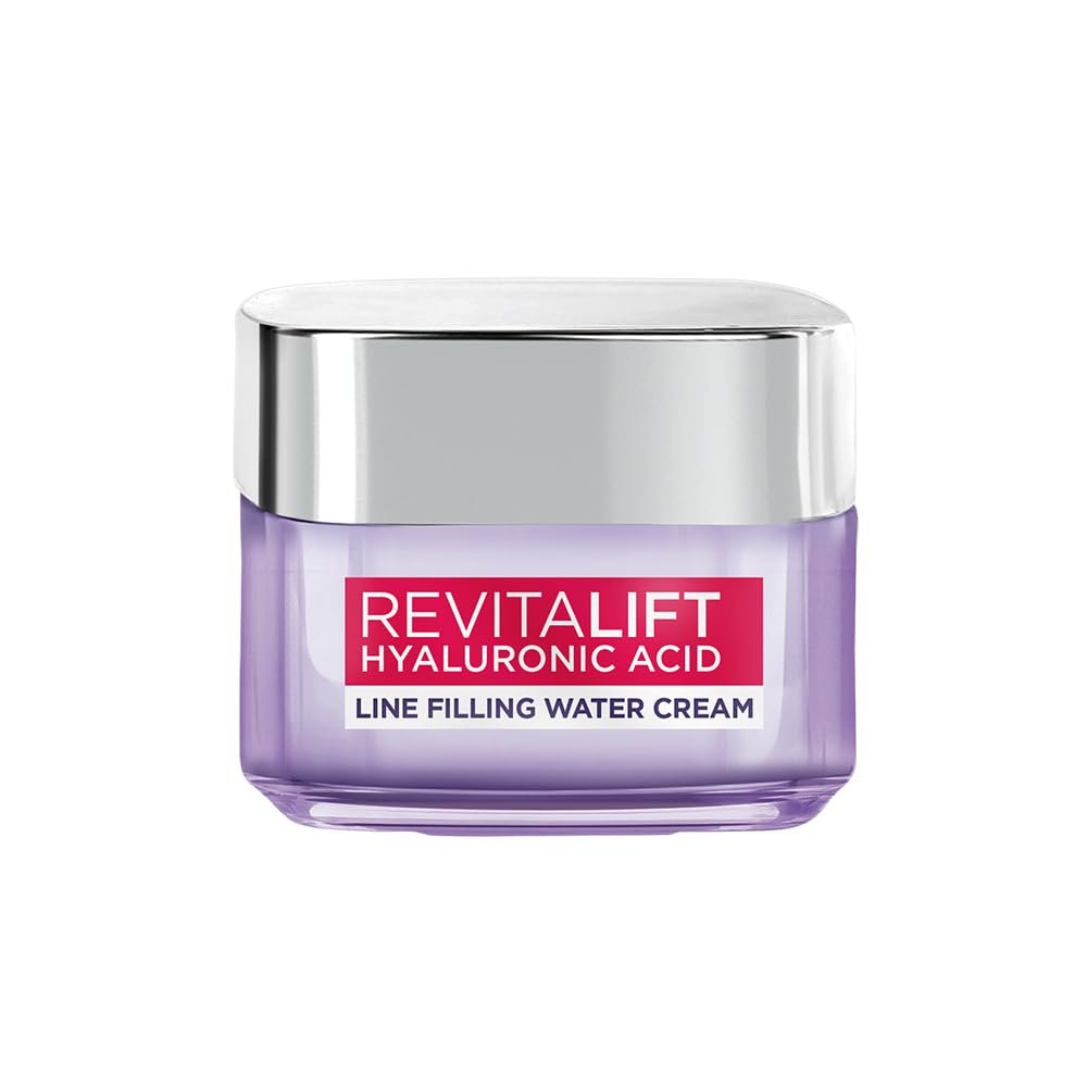 L’Oréal Paris Hyaluronic Acid Line Filling Water Cream, Moisturiser, Hyaluronic Acid for Hydration, Replumps Skin, Ceramides for Skin Barrier Repair, Reduces Fine Lines, 15ml