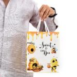 PPJ ® -HAPPY BIRTHDAY (HONEY BEE THEME PARTY) (10 Pcs.) PAPER CARRY BAG, 10 Inch X 8 Inch X 4 Inch RETURN GIFT/HAPPY BIRTHDAY/RETURN GIFTS/GIFTS/GIFT BAGS/GIFT COVERS (Pack of 10)