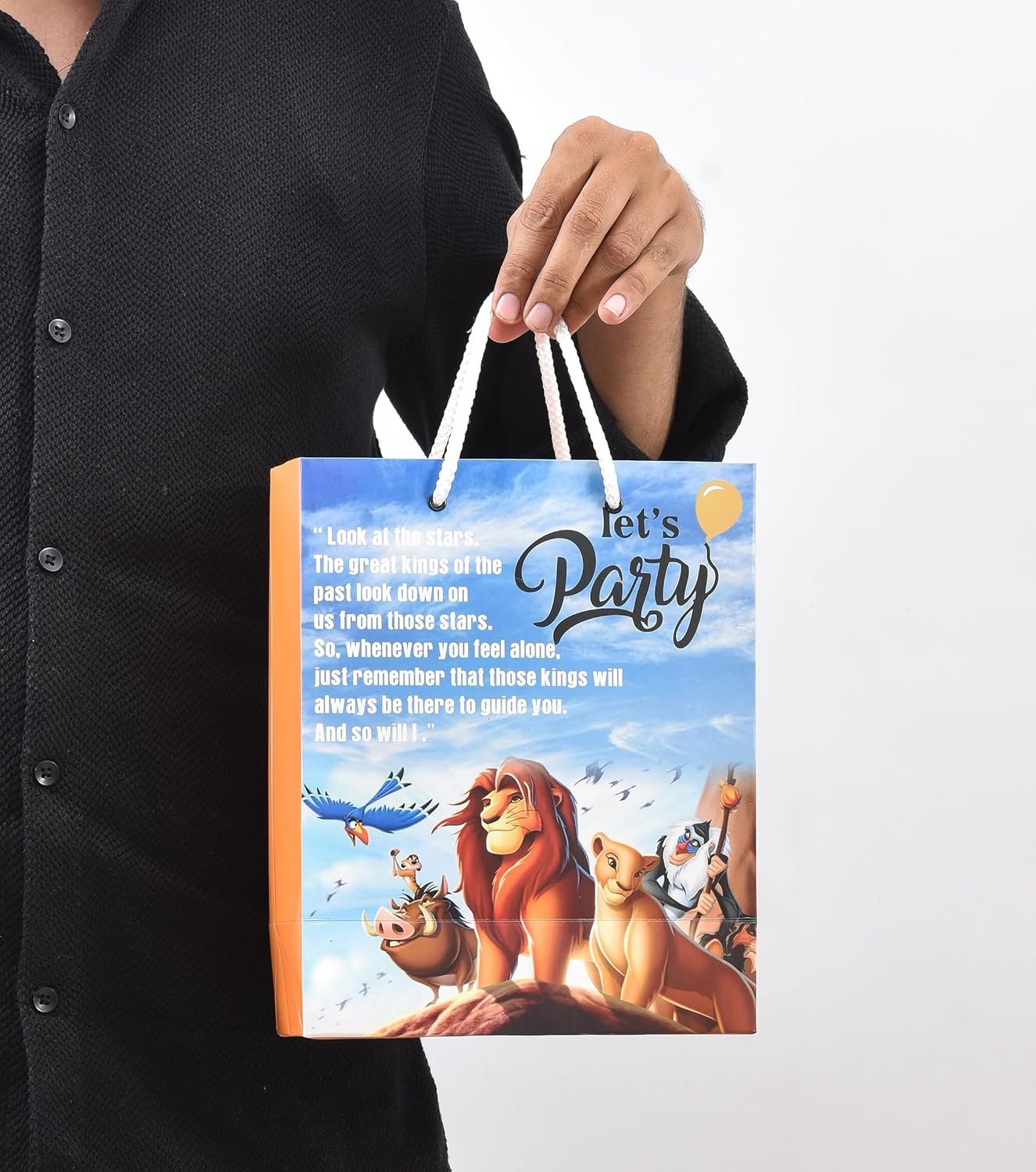 PPJ ® -HAPPY BIRTHDAY (LION THEME PARTY) (10 Pcs.) PAPER CARRY BAG, 10 Inch X 8 Inch X 4 Inch RETURN GIFT/HAPPY BIRTHDAY/RETURN GIFTS/GIFTS/GIFT BAGS/GIFT COVERS (Pack of 10)